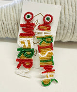 Merry Christmas Beaded Earrings