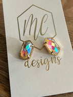 Oval Jeweled Druzy Studs