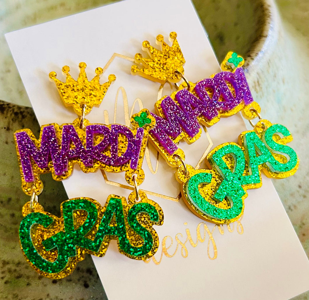 Glitter Mardi Gras Earrings