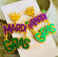 Glitter Mardi Gras Earrings
