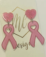 Acrylic Breast Cancer Ribbon Earrings