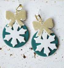 Clay Christmas Ball Ornament Earrings with Gold Blow