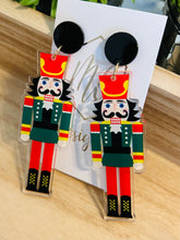 Red and Green Acrylic Nutcracker Earrings