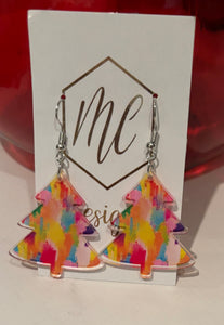 Colorful Christmas Tree Earrings