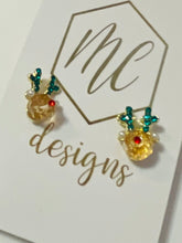 Small Bead Reindeer Christmas Stud Earrings