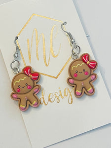 Small Christmas Gingerbread Earrings