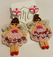 Ballerina Angel Christmas Nutcracker Beaded Earrings