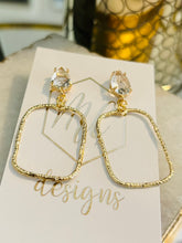 Gold Rectangular Oval Earrings