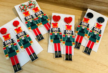 Red and Green Acrylic Nutcracker Earrings