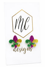 Mardi Gras Acrylic Glitter Stud Earrings