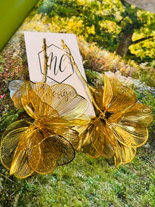 Large Gold Flower Statement Earrings