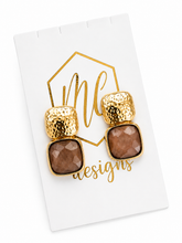 Hammered Square Stone Studs