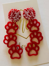 Pom Pom Triple Paw Print Earrings