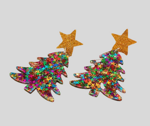 Star Confetti Christmas Tree Earrings