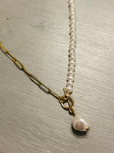 Gold and pearl necklace with toggle clasp