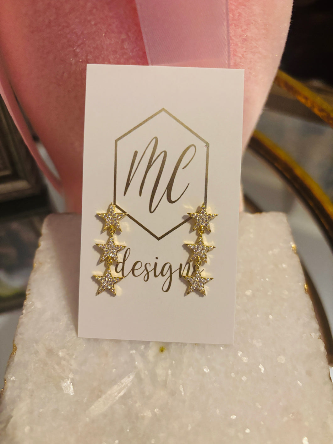 Rhinestone Tiered Star Earrings