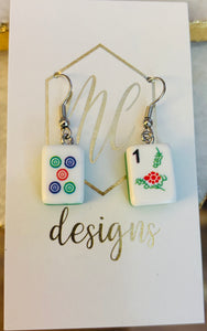 Tiny Mahjong Dangle Earrings