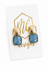 Hammered Square Stone Studs