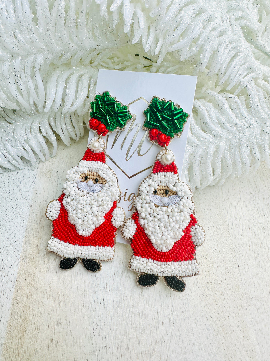 Beaded Santa Earrings