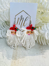 Fringe Beaded Santa Claus Christmas Earrings