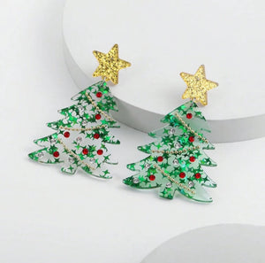 Star Star Christmas Tree Earrings