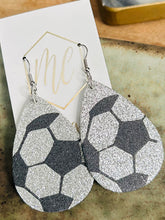 Glitter Teardrop Leather Sports Earrings