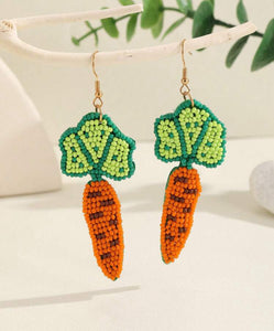 Beaded Easter Carrot Dangle Earring