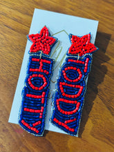 Blue and Red Hotty Toddy Beaded Earrings