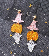 Acrylic  Halloween Witch Hat Pumpkin Ghost earrings