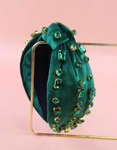 Emerald Green Velvet Jeweled Headband