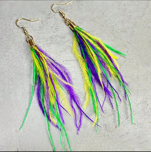 Mardi Gras Feather Earrings