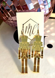 Gold Mirror Nutcracker Earrings