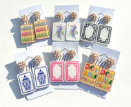 Mahjong Tile Earrings with Pearl Post