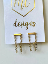 Gold Edgy Chain Bar Link Studs