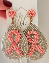 Breast Cancer Beaded Earrings