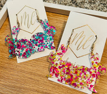 Acrylic multi-color glitter bunny earrings