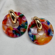 Multi Colored Marbled Disc Earring Assortment
