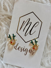 Small Bead Reindeer Christmas Stud Earrings
