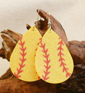 Glitter Teardrop Leather Sports Earrings