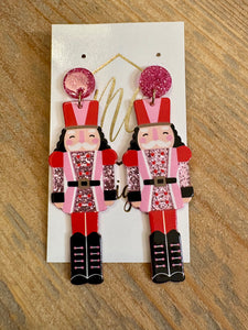 Acrylic Glitter Nutcracker Earrings