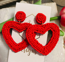 Open Heart Beaded Earrings Valentine's Day