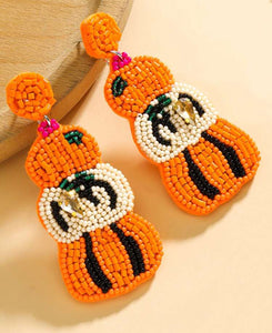 Fall Pumpkin Beaded Earrings Halloween