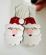 Leather Santa Claus Christmas Earrings