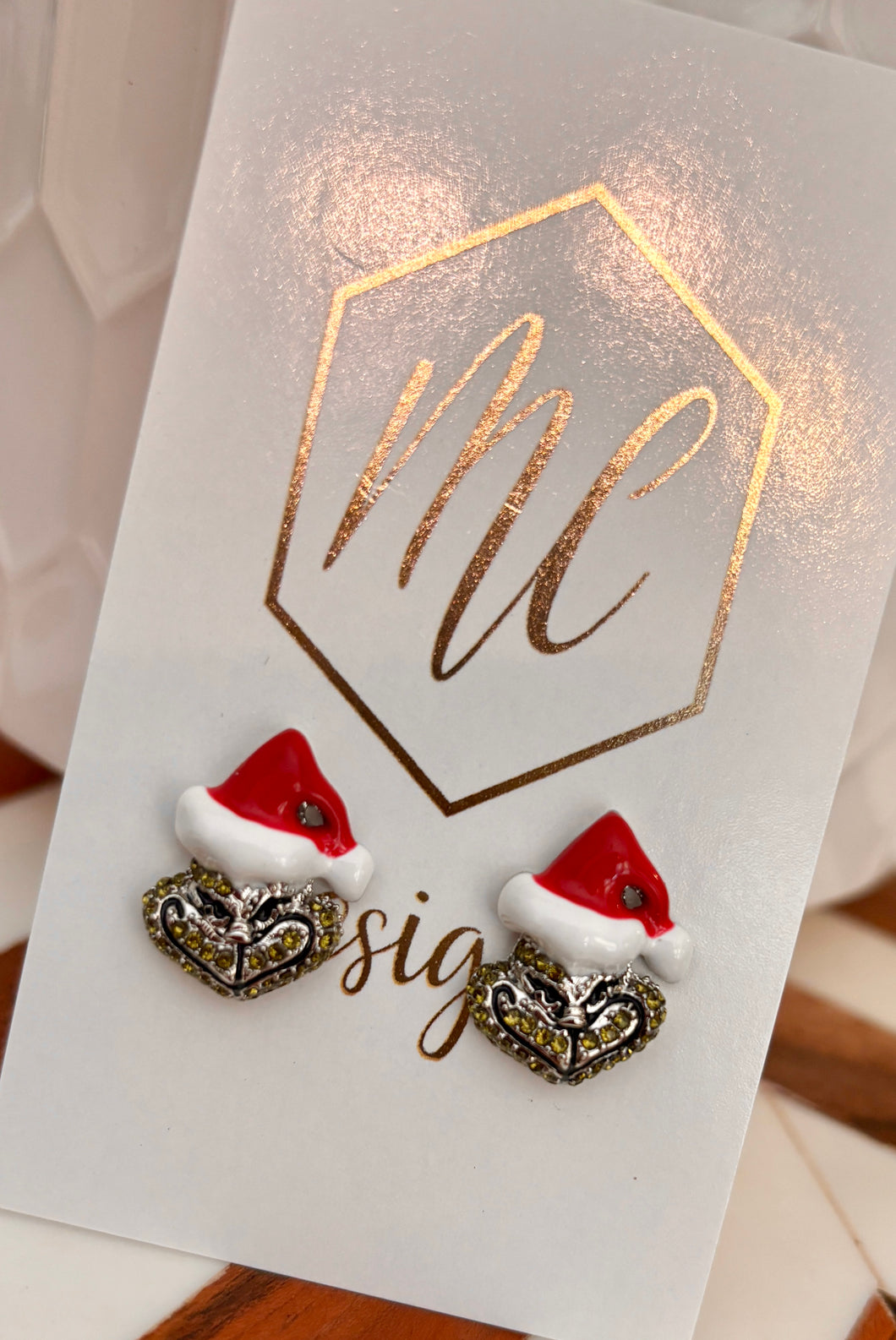 Rhinestone Grinch Stud Earrings