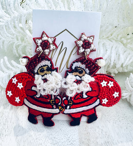 Beaded Santa Earrings