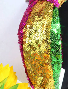 Mardi Gras Jeweled Sequin and Leather Headbands