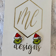 Grinch Small Stud Christmas Earrings