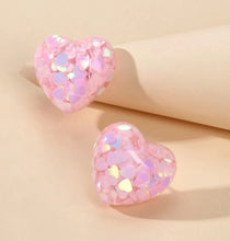 Glitter Confetti Valentine Heart Studs