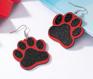 Glitter Paw Print Earrings