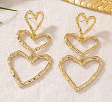 Triple Heart Earrings